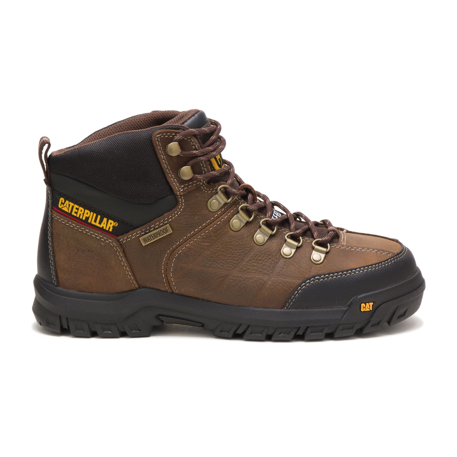 Men's Caterpillar Threshold Waterproof Steel Toe Steel Toe Boots Brown Ireland VXYM41750